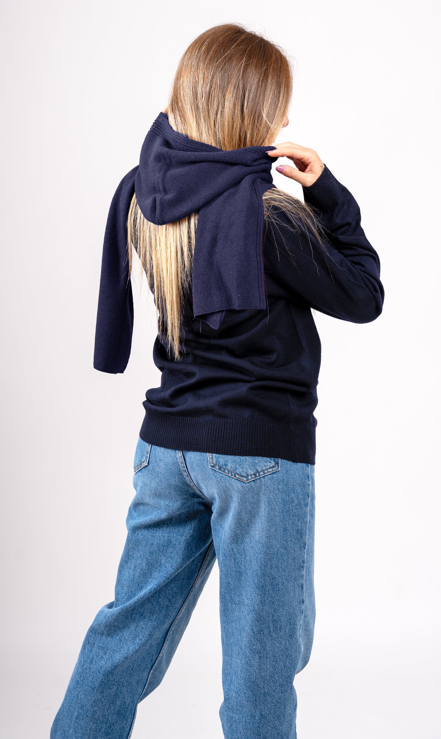 Sciarpa con cappuccio per donna o ragazza - in lana misto angora - Made in Italy